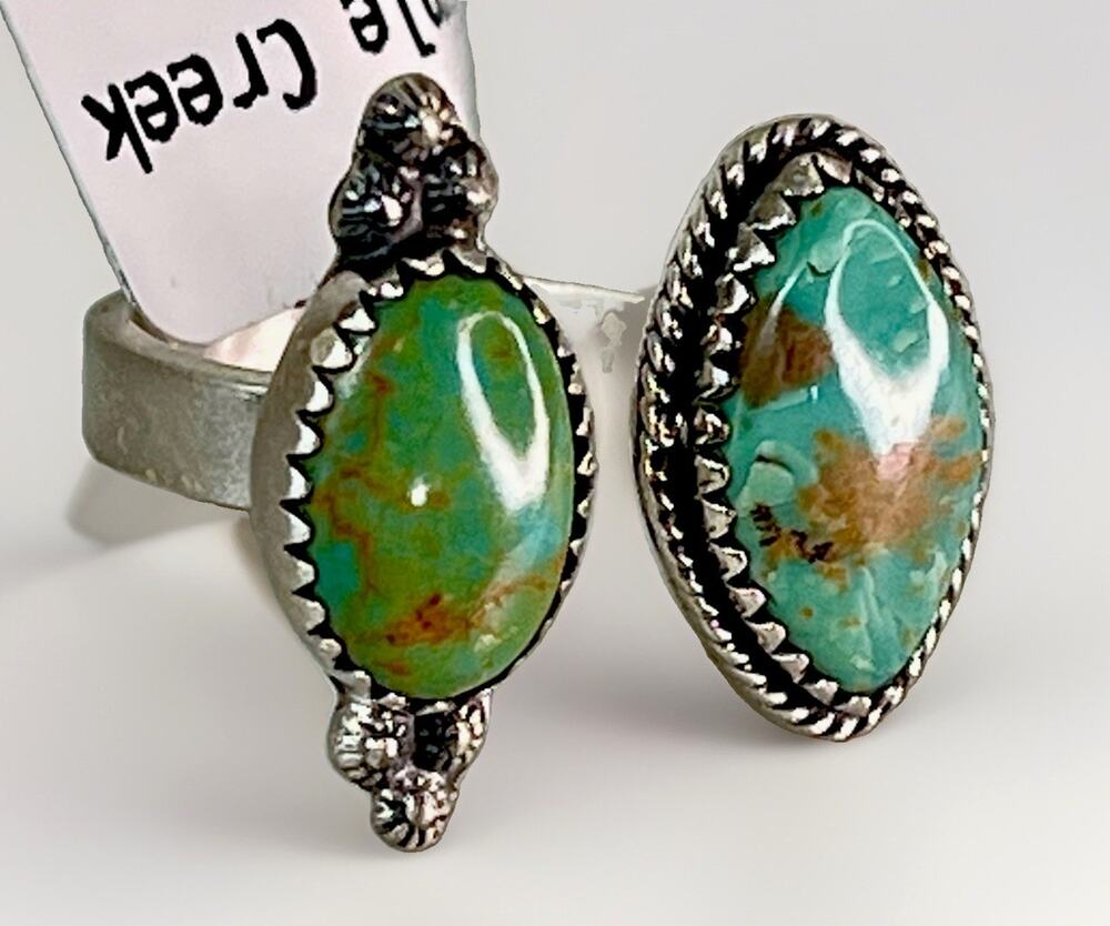 Sterling Silver Native SW Style Cripple Creek Turquoise Adjustable Bypass Ring